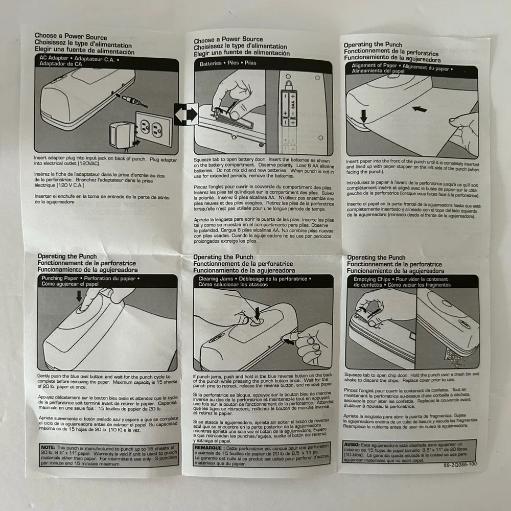 Swingline (2007) Electric Portable Desktop 3-Hole Punch - Batteries Not Included - Picture 12 of 17